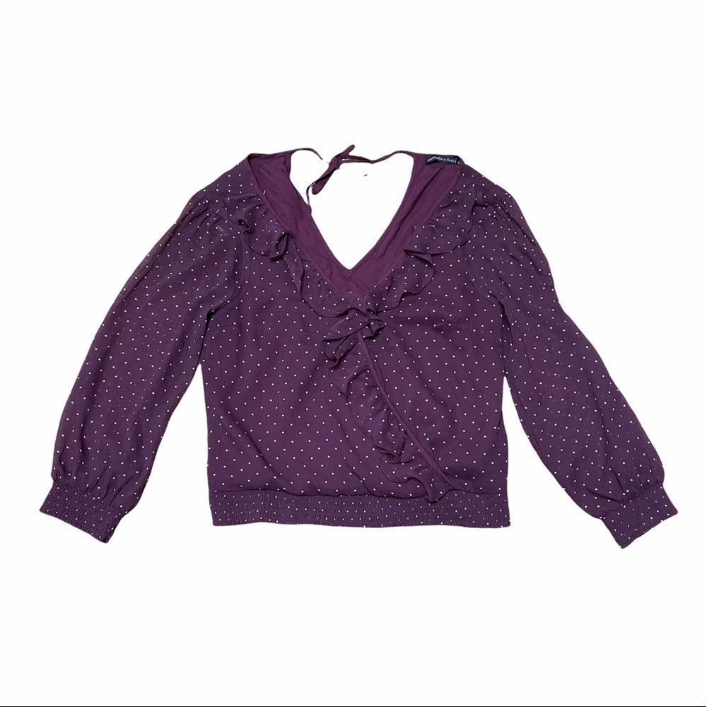 Abercrombie & Fitch Polka Dot Ruffle Wrap Top M